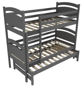 Vomaks Patrová postel s výsuvnou přistýlkou PPV 002 Rozměr: 80 x 180 cm, Prostor mezi lůžky: 80 cm, Barva: barva šedá