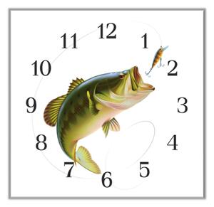 Nástěnné hodiny 30x30cm ryba okoun - plexi
