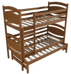 Vomaks Patrová postel s výsuvnou přistýlkou PPV 003 Rozměr: 80 x 180 cm, Prostor mezi lůžky: 90 cm, Barva: moření dub