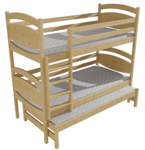 Vomaks Patrová postel s výsuvnou přistýlkou PPV 003 Rozměr: 80 x 180 cm, Barva: moření ořech, Prostor mezi lůžky: 100 cm