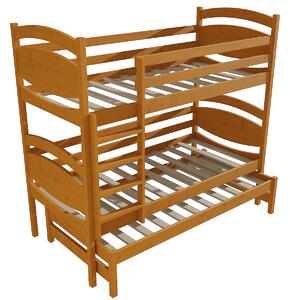 Vomaks Patrová postel s výsuvnou přistýlkou PPV 003 Rozměr: 80 x 180 cm, Barva: moření ořech, Prostor mezi lůžky: 80 cm