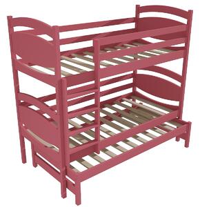 Vomaks Patrová postel s výsuvnou přistýlkou PPV 003 Rozměr: 80 x 180 cm, Barva: moření dub, Prostor mezi lůžky: 80 cm