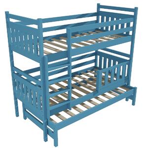 Vomaks Patrová postel s výsuvnou přistýlkou PPV 004 se zábranou Rozměr: 80 x 190 cm, Prostor mezi lůžky: 80 cm, Barva: barva modrá