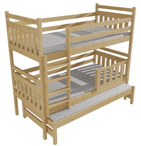 Vomaks Patrová postel s výsuvnou přistýlkou PPV 004 se zábranou Rozměr: 80 x 180 cm, Barva: bezbarvý lak, Prostor mezi lůžky: 80 cm