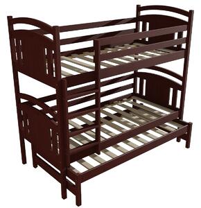 Vomaks Patrová postel s výsuvnou přistýlkou PPV 006 Rozměr: 80 x 180 cm, Prostor mezi lůžky: 80 cm, Barva: moření ořech
