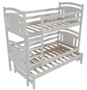 Vomaks Patrová postel s výsuvnou přistýlkou PPV 006 Rozměr: 80 x 180 cm, Barva: surové dřevo, Prostor mezi lůžky: 80 cm