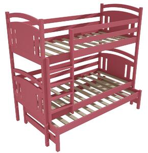 Vomaks Patrová postel s výsuvnou přistýlkou PPV 006 Rozměr: 90 x 190 cm, Prostor mezi lůžky: 80 cm, Barva: barva růžová