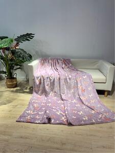 Svítící deka mikroflanel MOTÝLCI 150x200 cm fialová