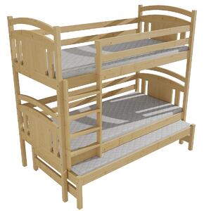 Vomaks Patrová postel s výsuvnou přistýlkou PPV 006 Rozměr: 80 x 180 cm, Prostor mezi lůžky: 90 cm, Barva: bezbarvý lak