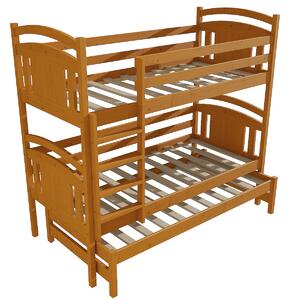Vomaks Patrová postel s výsuvnou přistýlkou PPV 006 Rozměr: 80 x 180 cm, Prostor mezi lůžky: 80 cm, Barva: moření olše
