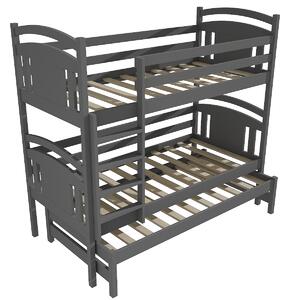 Vomaks Patrová postel s výsuvnou přistýlkou PPV 006 Rozměr: 80 x 180 cm, Barva: moření dub, Prostor mezi lůžky: 80 cm