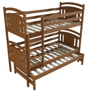 Vomaks Patrová postel s výsuvnou přistýlkou PPV 006 Rozměr: 80 x 180 cm, Prostor mezi lůžky: 80 cm, Barva: moření dub
