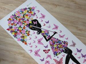 Květinová dívka a motýli arch 100 x 232 cm