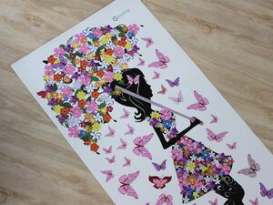 Květinová dívka a motýli arch 100 x 232 cm