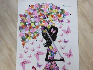 Květinová dívka a motýli arch 30 x 70 cm