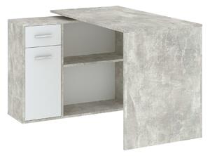 Rohový psací stůl WESLACO - beton / bílý
