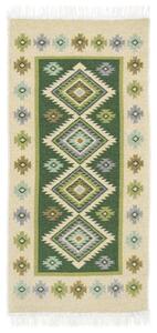 Oboustranný koberec / běhoun Kilim romby zelený