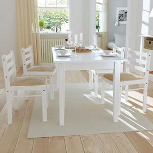 Jídelní židle 4 ks bílé masivní kaučukovníkové dřevo a samet