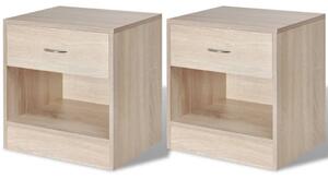 242546 Nightstand 2 pcs with Drawer Oak Colour