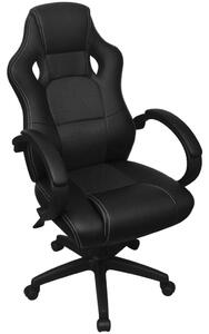 Kancelářská židle v závodním designu, černá, umělá kůže