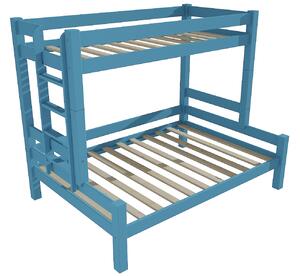 Vomaks Patrová postel s rozšířeným spodním lůžkem 8X8 06B Rozměr: 100/120 x 180 cm, Umístění žebříku: vlevo, Barva: barva modrá