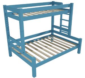 Vomaks Patrová postel s rozšířeným spodním lůžkem 8X8 06B Rozměr: 100/120 x 180 cm, Umístění žebříku: vpravo, Barva: barva modrá