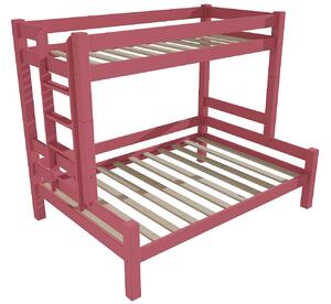 Vomaks Patrová postel s rozšířeným spodním lůžkem 8X8 06B Rozměr: 80/140 x 200 cm, Umístění žebříku: vlevo, Barva: barva růžová