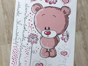 Růžový medvídek arch 70 x 33 cm