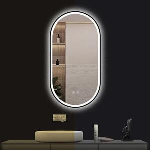 Tutumi Rea Oval, LED koupelnové zrcadlo 50x100cm, černý rám, HOM-02505