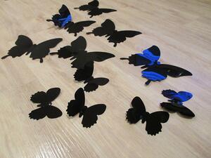 3D dekorace motýli černá 12 ks šíře 6 x 10 cm, šíře 6 x 5 cm