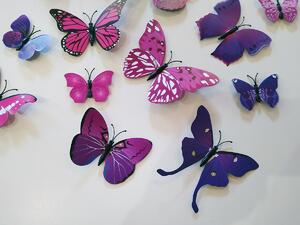 3D dekorace motýlci růžová fialová 12 ks 12 ks 5 až 12 cm