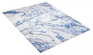 Jednoduchý bílý a modrý koberec s abstraktním vzorem Šířka: 80 cm | Délka: 150 cm