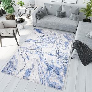 Jednoduchý bílý a modrý koberec s abstraktním vzorem Šířka: 160 cm | Délka: 230 cm