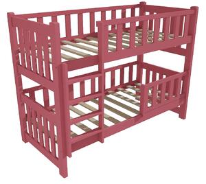 Vomaks Patrová postel PP 026 se zábranou Rozměr: 80 x 180 cm, Prostor mezi lůžky: 80 cm, Barva: barva růžová