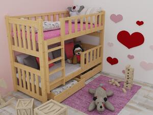 Vomaks Patrová postel PP 026 se zábranou Rozměr: 80 x 180 cm, Barva: surové dřevo, Prostor mezi lůžky: 80 cm