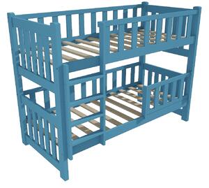Vomaks Patrová postel PP 026 se zábranou Rozměr: 80 x 180 cm, Prostor mezi lůžky: 80 cm, Barva: barva modrá