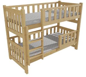 Vomaks Patrová postel PP 026 se zábranou Rozměr: 90 x 180 cm, Barva: moření dub, Prostor mezi lůžky: 80 cm