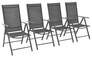Skládací zahradní židle 4 ks hliník a textilen černé