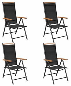 Skládací zahradní židle 4 ks hliník a textilen černé