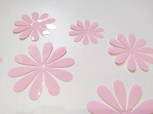 3D květy na zeď růžové 12 ks průměr 7,6 cm až 11 cm