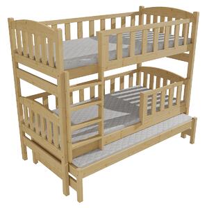 Vomaks Patrová postel s výsuvnou přistýlkou PPV 007 se zábranou Rozměr: 90 x 180 cm, Barva: moření dub, Prostor mezi lůžky: 80 cm