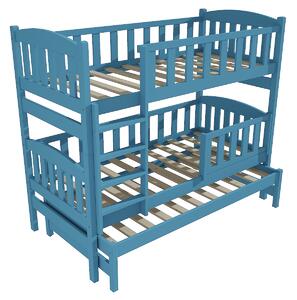 Vomaks Patrová postel s výsuvnou přistýlkou PPV 007 se zábranou Rozměr: 80 x 180 cm, Prostor mezi lůžky: 80 cm, Barva: barva modrá