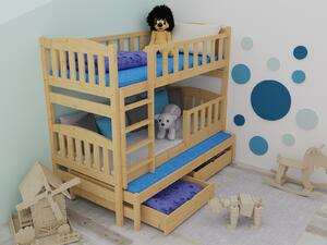 Vomaks Patrová postel s výsuvnou přistýlkou PPV 007 se zábranou Rozměr: 80 x 180 cm, Barva: barva modrá, Prostor mezi lůžky: 80 cm