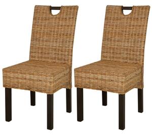 Jídelní židle 2 ks ratan kubu a mangovníkové dřevo