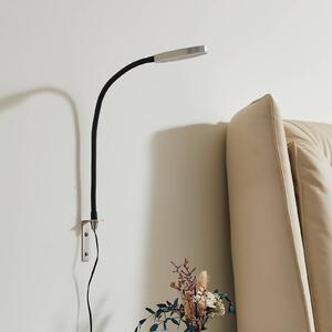 Lindby Flexola LED lampa na čtení, nikl, kulatá, železo, zástrčka