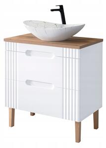 Skříňka pod umyvadlo stojící Comad s bílým umyvadlem, 2 zásuvky, 80x46x62 cm