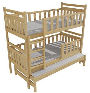 Vomaks Patrová postel s výsuvnou přistýlkou PPV 008 se zábranou Rozměr: 80 x 180 cm, Barva: moření ořech, Prostor mezi lůžky: 80 cm