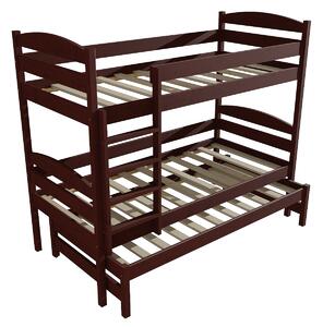 Vomaks Patrová postel s výsuvnou přistýlkou PPV 009 Rozměr: 80 x 180 cm, Prostor mezi lůžky: 80 cm, Barva: moření ořech
