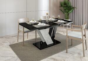 Rozkládací jídelní stůl Teo, černý lesk/stone