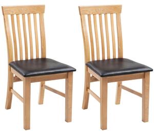 Jídelní židle 2 ks masivní dubové dřevo a umělá kůže